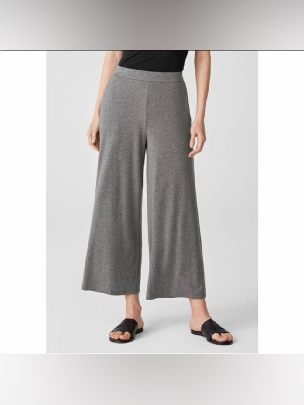Eileen Fisher Fine Jersey wide leg pullover charcoal gray lounge pants